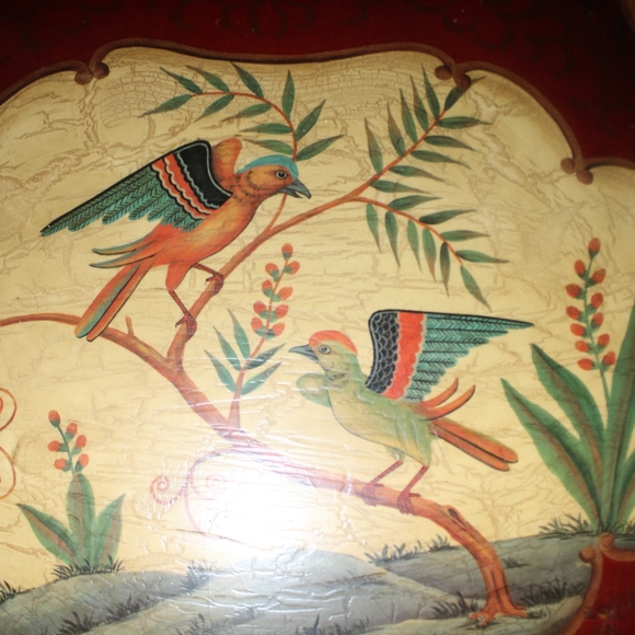 19th Century Scalloped Paper Mache Hand Painted Tray Bamboo Tea Table - Picture 10 of 16